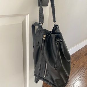AllSaints Black Leather Bucket Bag